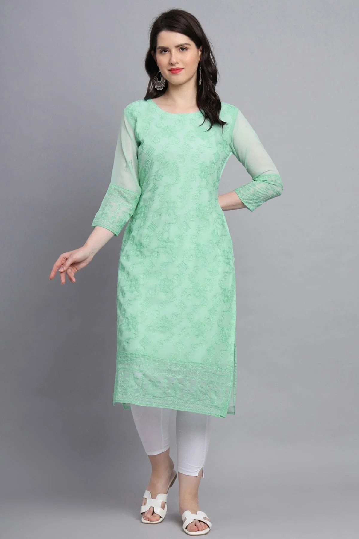 Sea Green Colour Georgette Kurti KR1111156