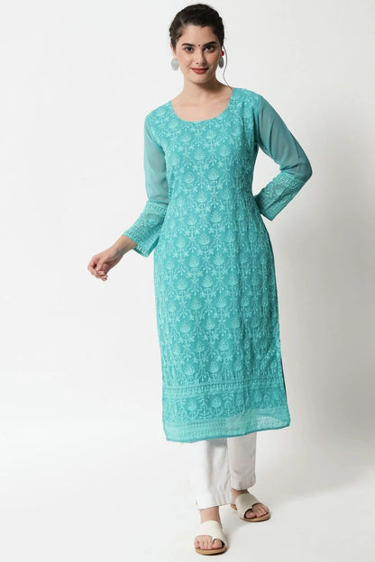 Sea Green Colour Georgette Kurti KR1111283