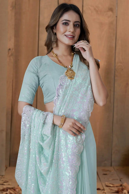 Sea Green Colour Georgette Saree SD1090890 A_fd5657ff cb61 401d 9912 0c28611056e0