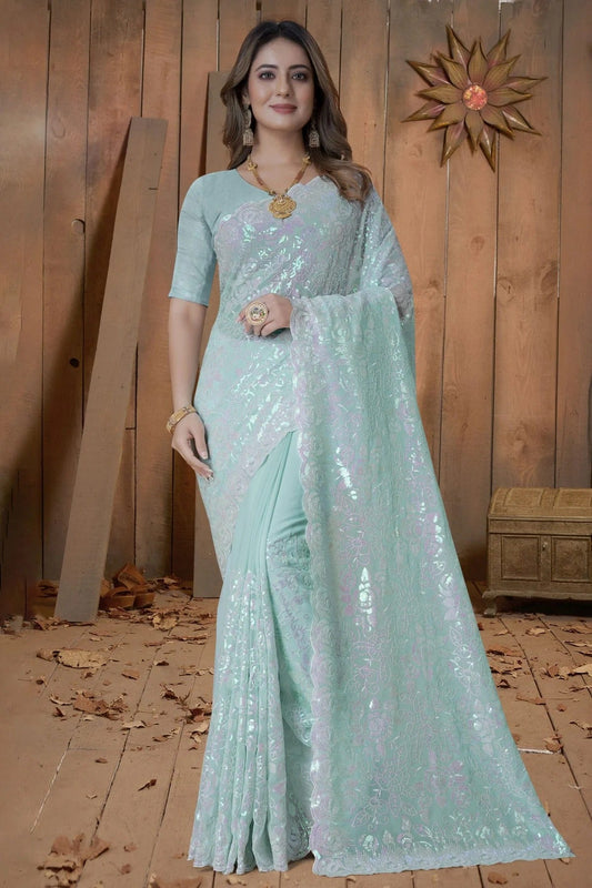 Sea Green Colour Georgette Saree SD1090890_cc654abf bb62 4dee 823f 90b8075c03c6