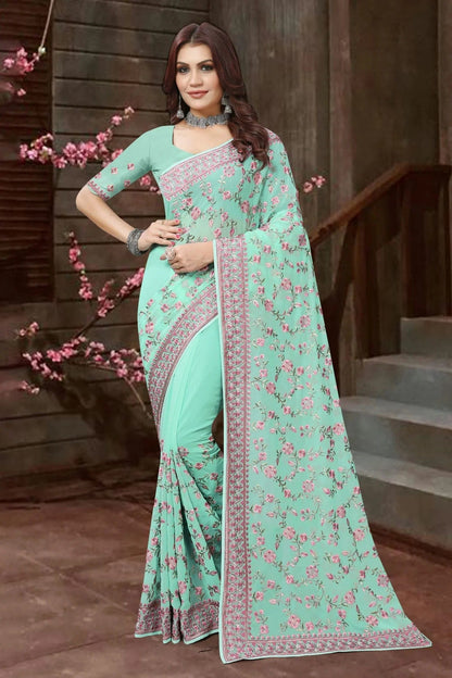 Sea Green Colour Georgette Saree SD1090917_919971e5 ce51 45ff 835a 36556e297af4