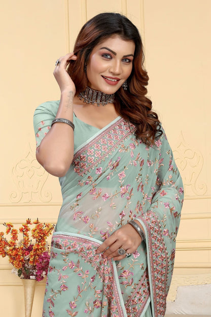 Sea Green Colour Georgette Saree SD1091039 A_bdb05b1a b304 46bb 96ac 490c97a77dc2