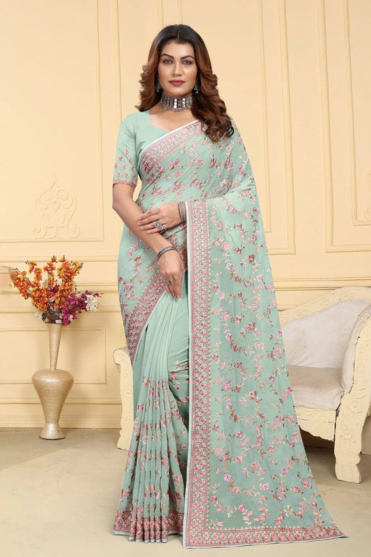 Sea Green Colour Georgette Saree SD1091039_16aea646 3c64 4168 84dd e84e01968a25