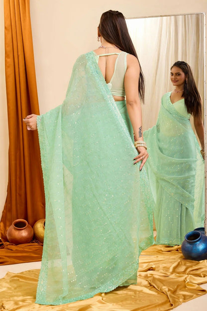 Sea Green Colour Georgette Saree SD1110212 A