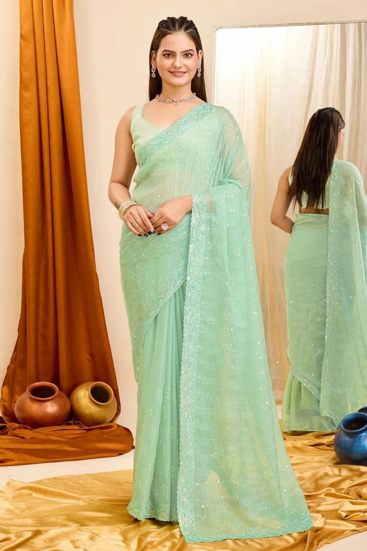 Sea Green Colour Georgette Saree SD1110212