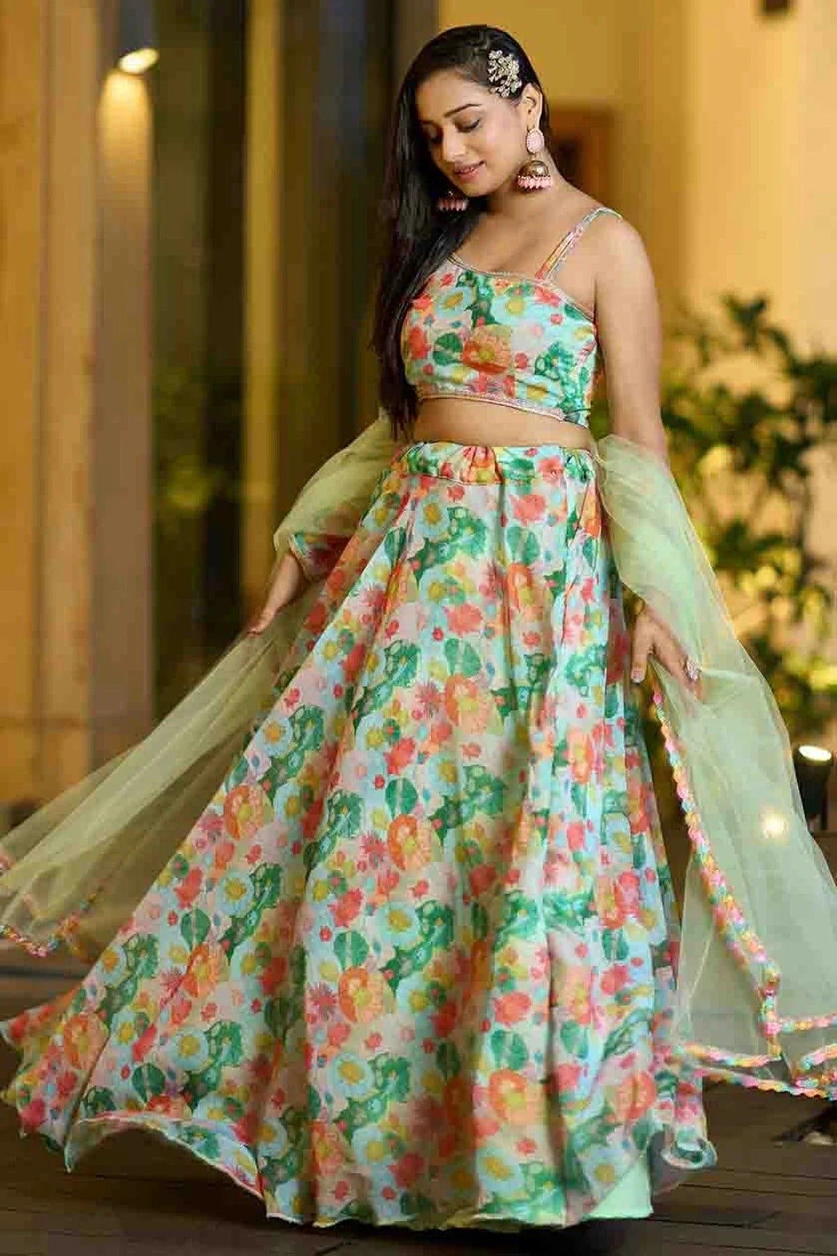 Sea Green Colour Georgette Semi Stitched Lehenga Choli LC1170100 A
