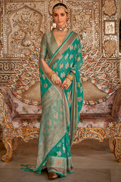 Sea Green Colour Georgette Traditional Saree SD1290181