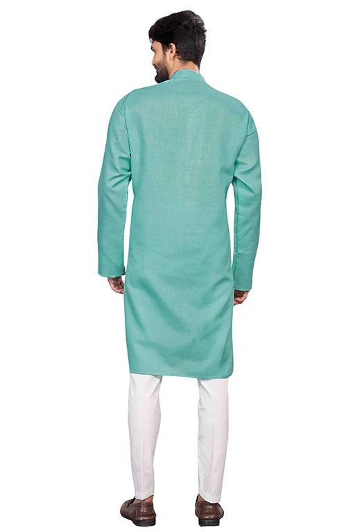 Sea Green Colour Kurta Pajama In Cotton KP1210204 A