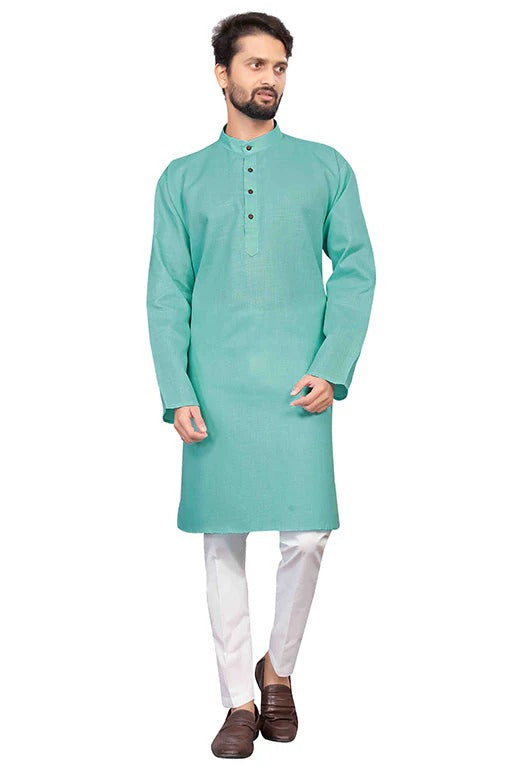 Sea Green Colour Kurta Pajama In Cotton KP1210204