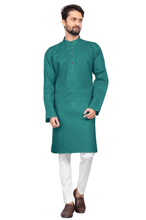 Sea Green Colour Kurta Pajama In Cotton KP1210215
