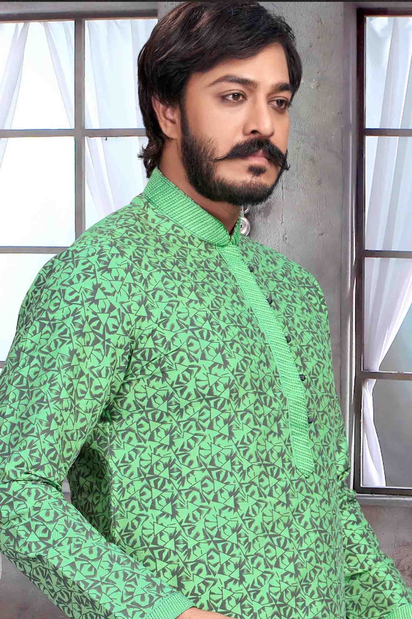 Sea Green Colour Kurta Pajama In Jacquard Silk KP1210070 A