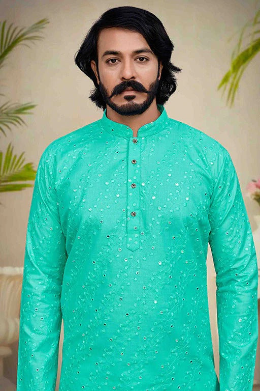 Sea Green Colour Kurta Pajama In Silk KP1210228 A