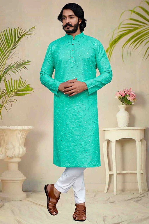 Sea Green Colour Kurta Pajama In Silk KP1210228