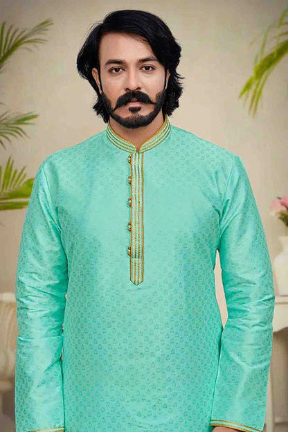 Sea Green Colour Kurta Pajama In Silk KP1210239 A