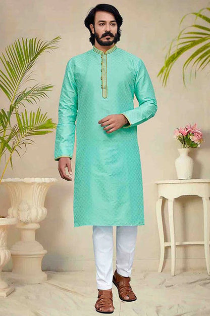 Sea Green Colour Kurta Pajama In Silk KP1210239