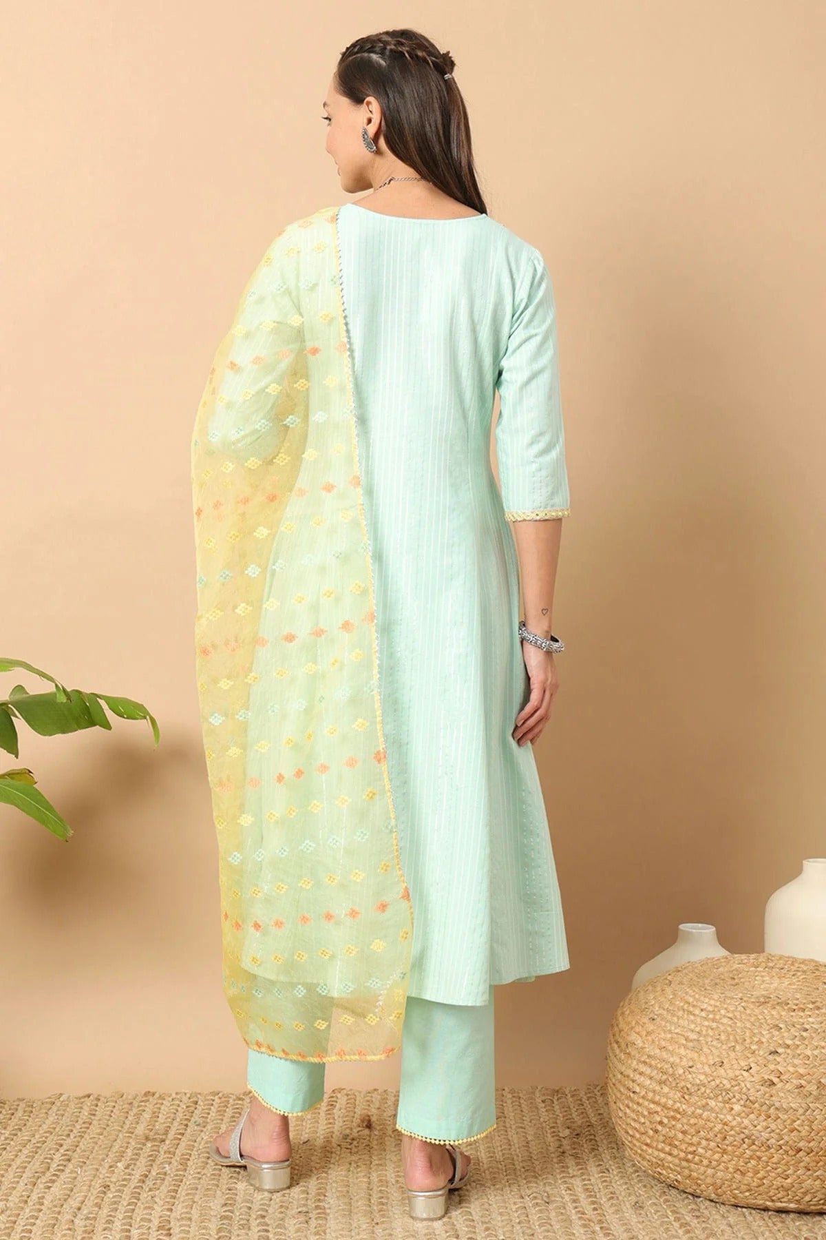Sea Green Colour Lurex Cotton Stitched Salwar Suit SS1111970 A