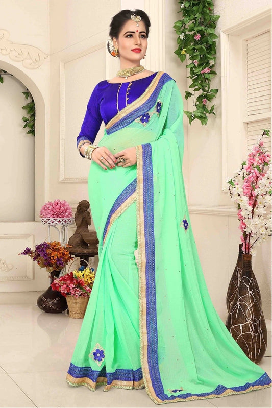 Sea Green Colour Marbal Chiffon Designer Saree SD1120473
