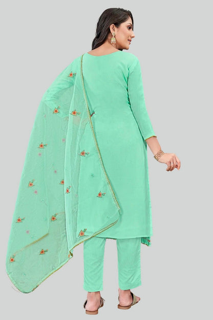 Sea Green Colour Modal Silk Pant Style Suit SM1110643 A