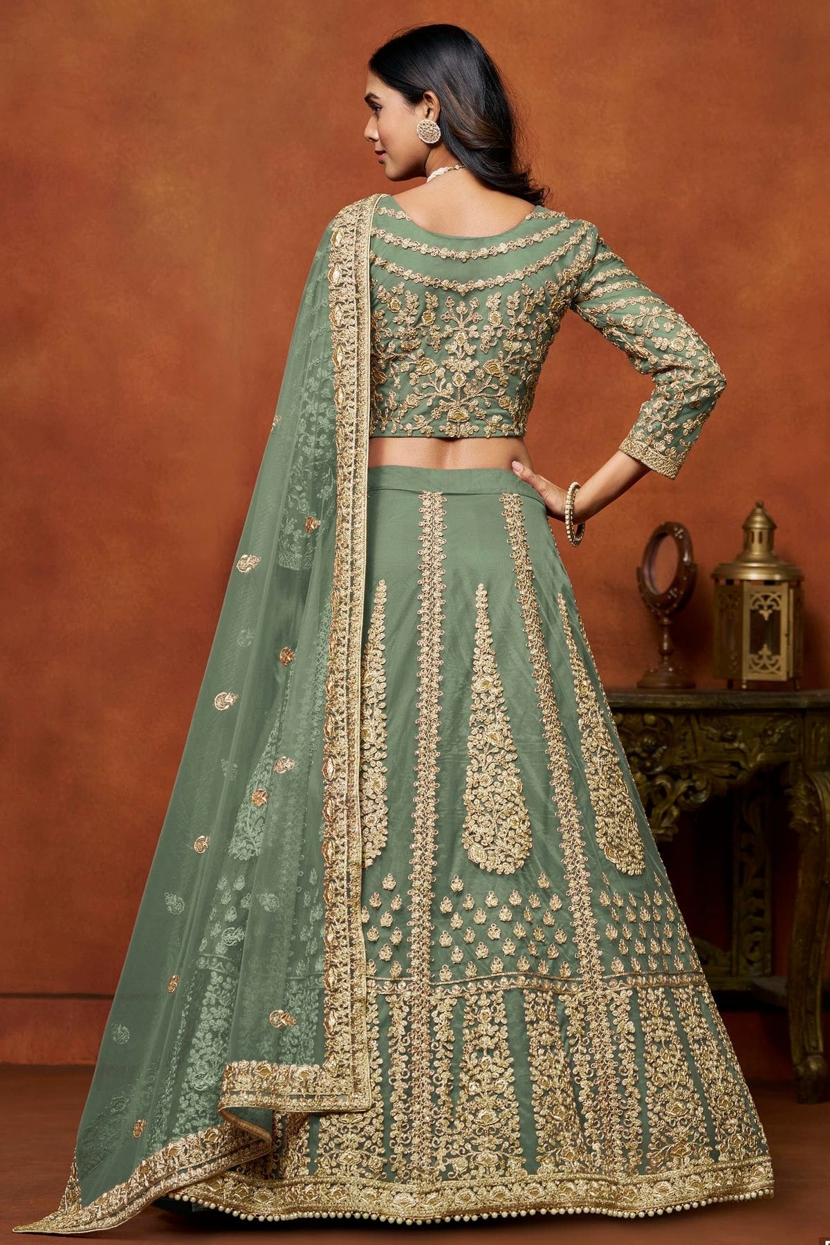 Sea Green Colour Net Lehenga Choli LC1050646 A