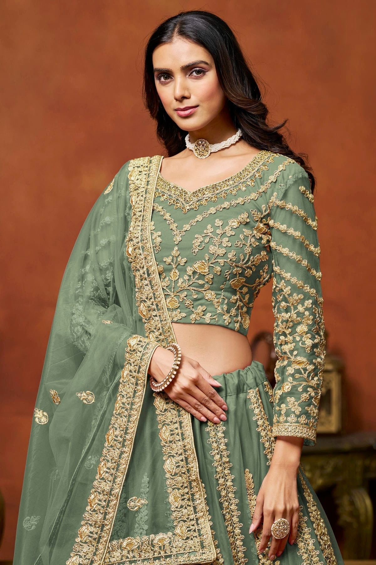 Sea Green Colour Net Lehenga Choli LC1050646 B