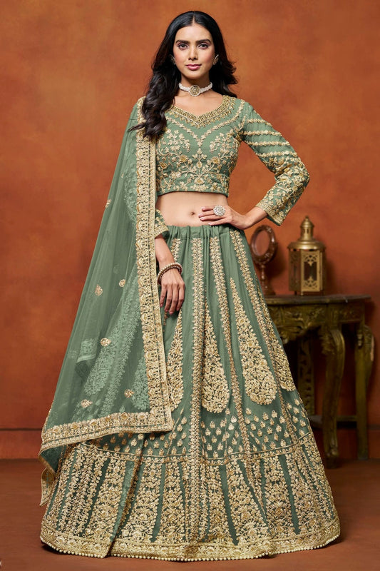 Sea Green Colour Net Lehenga Choli LC1050646