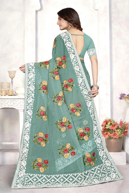 Sea Green Colour Organza Designer Saree LC1121540 A