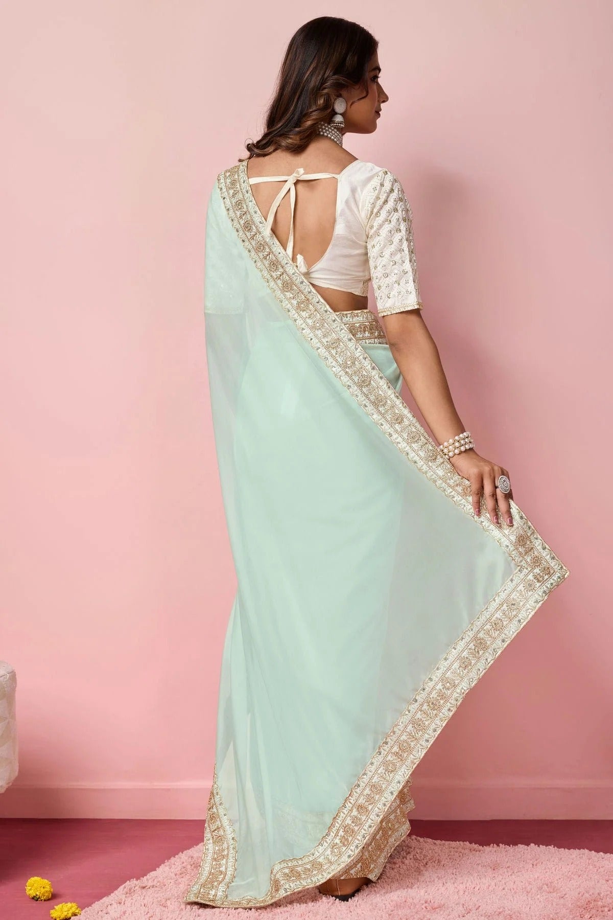 Sea Green Colour Organza Designer Saree SD1110948 A