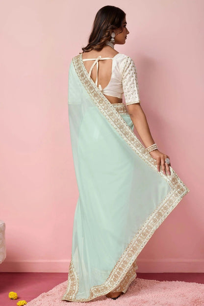 Sea Green Colour Organza Designer Saree SD1110948 A