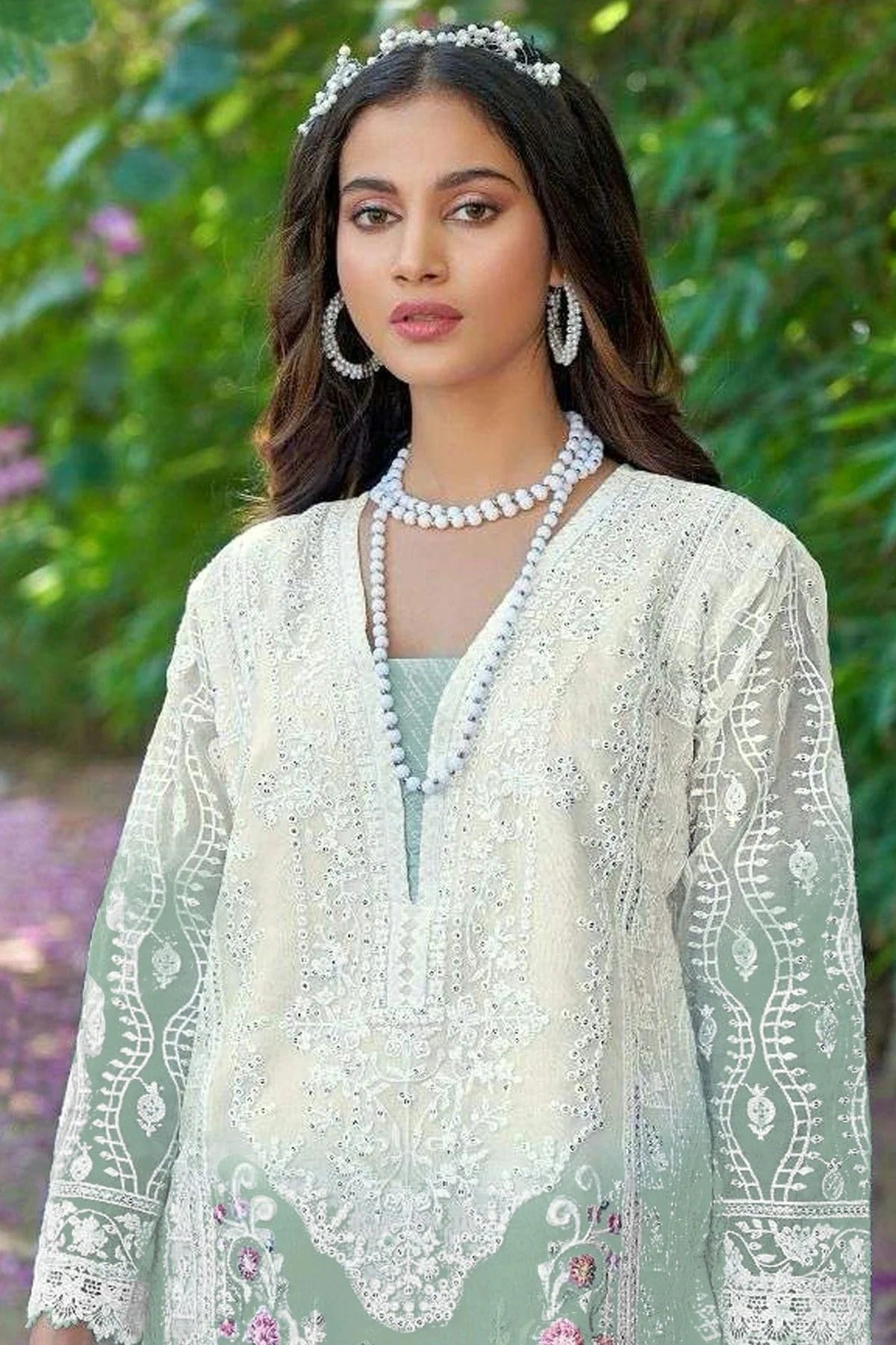 Sea Green Colour Organza Pakistani Suit SM1140043 A