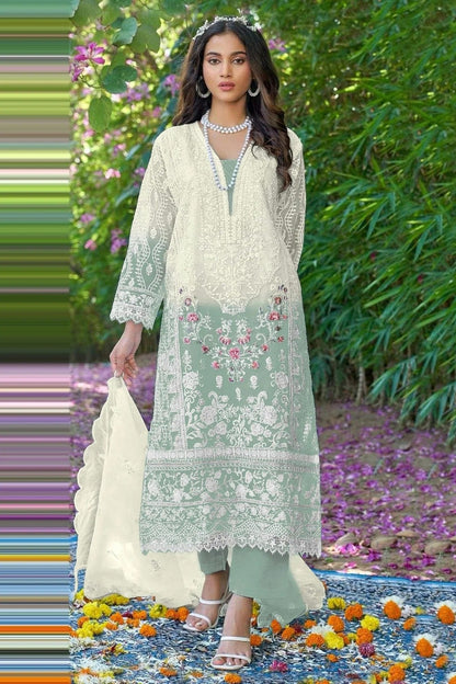 Sea Green Colour Organza Pakistani Suit SM1140043