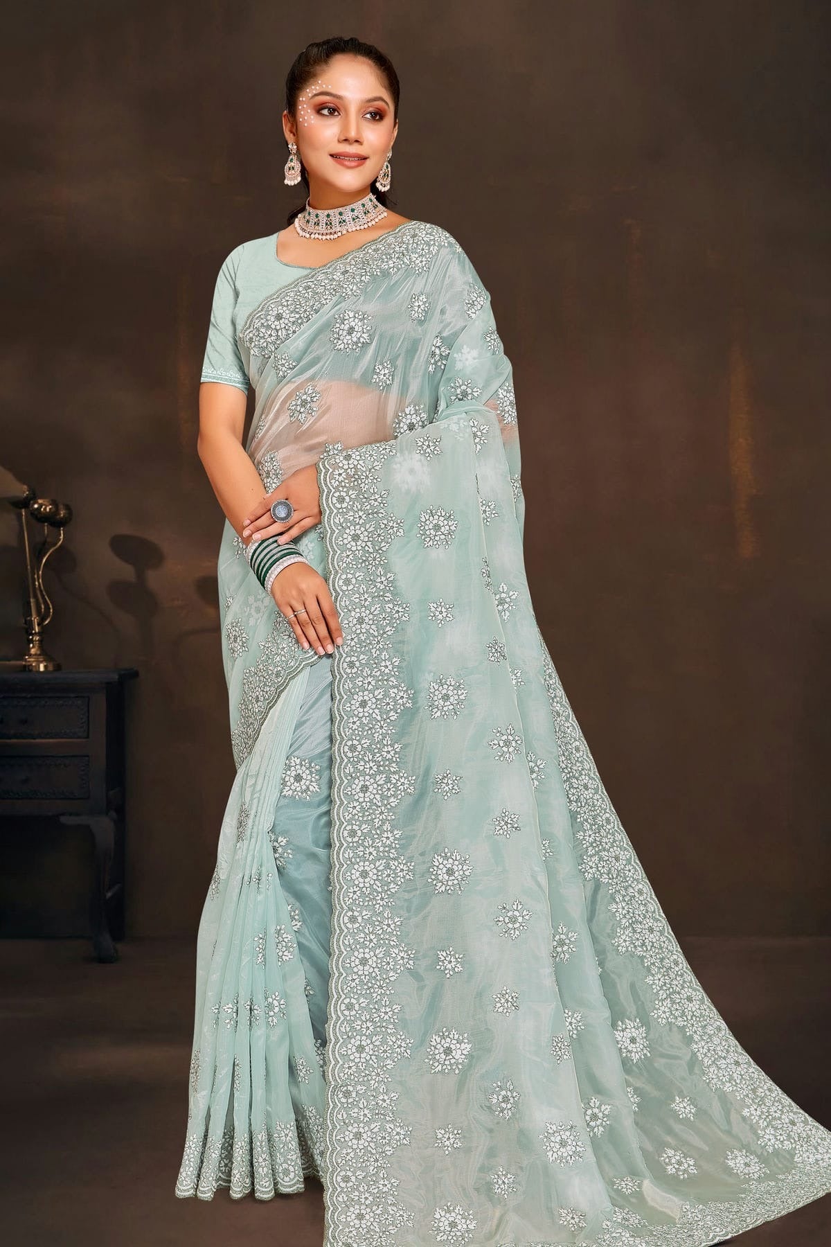 Sea Green Colour Organza Saree SD1090956_ac1262db 75d7 4166 800a ae471f329c28