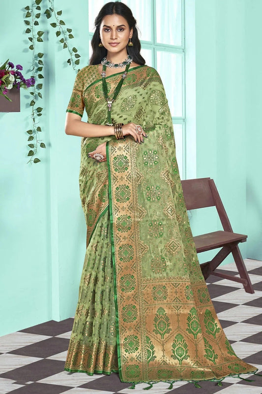 Sea Green Colour Organza Traditional Saree SD1102595