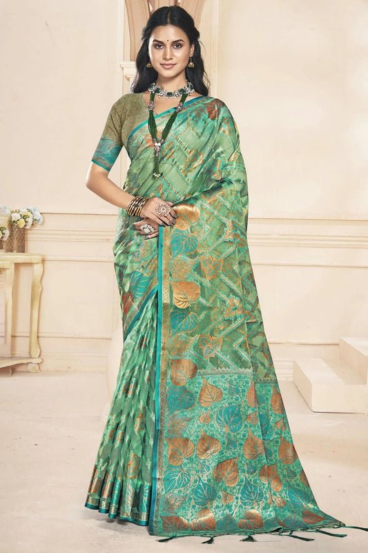 Sea Green Colour Organza Traditional Saree SD1102609