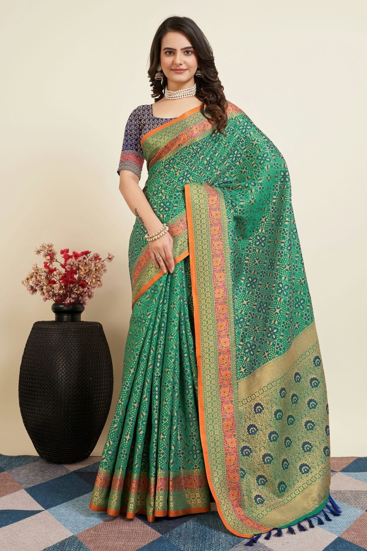 Sea Green Colour Patola Silk Saree SD1110050