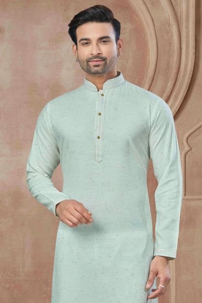 Sea Green Colour Printed and Pintex Work Cotton Kurta Pajama KP1113439 A
