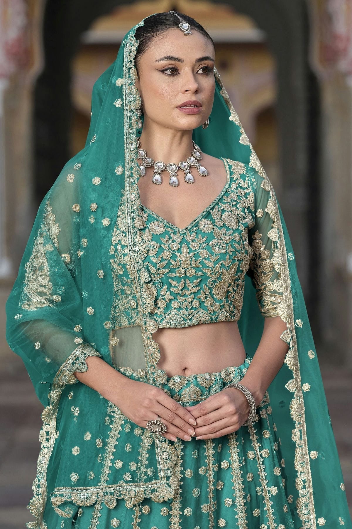 Sea Green Colour Semi Stitched Butterfly Net Lehenga Choli LC1112510 A