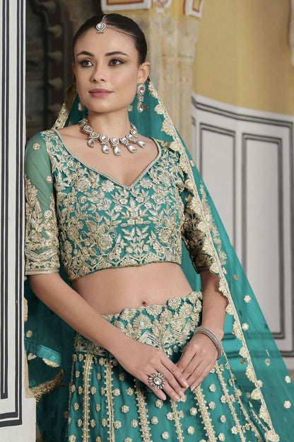 Sea Green Colour Semi Stitched Butterfly Net Lehenga Choli LC1112510 B