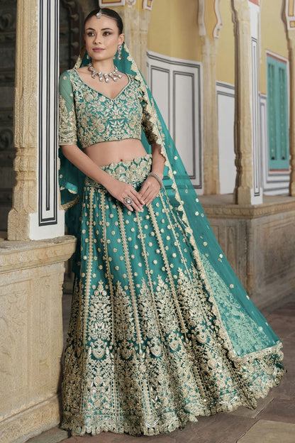 Sea Green Colour Semi Stitched Butterfly Net Lehenga Choli LC1112510