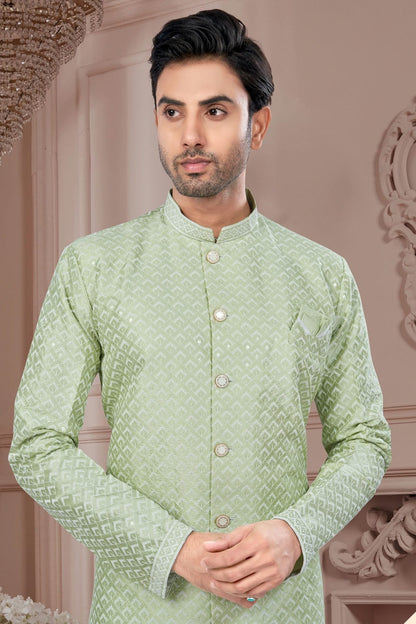 Sea Green Colour Silk Dupion Sherwani SH1040599 A