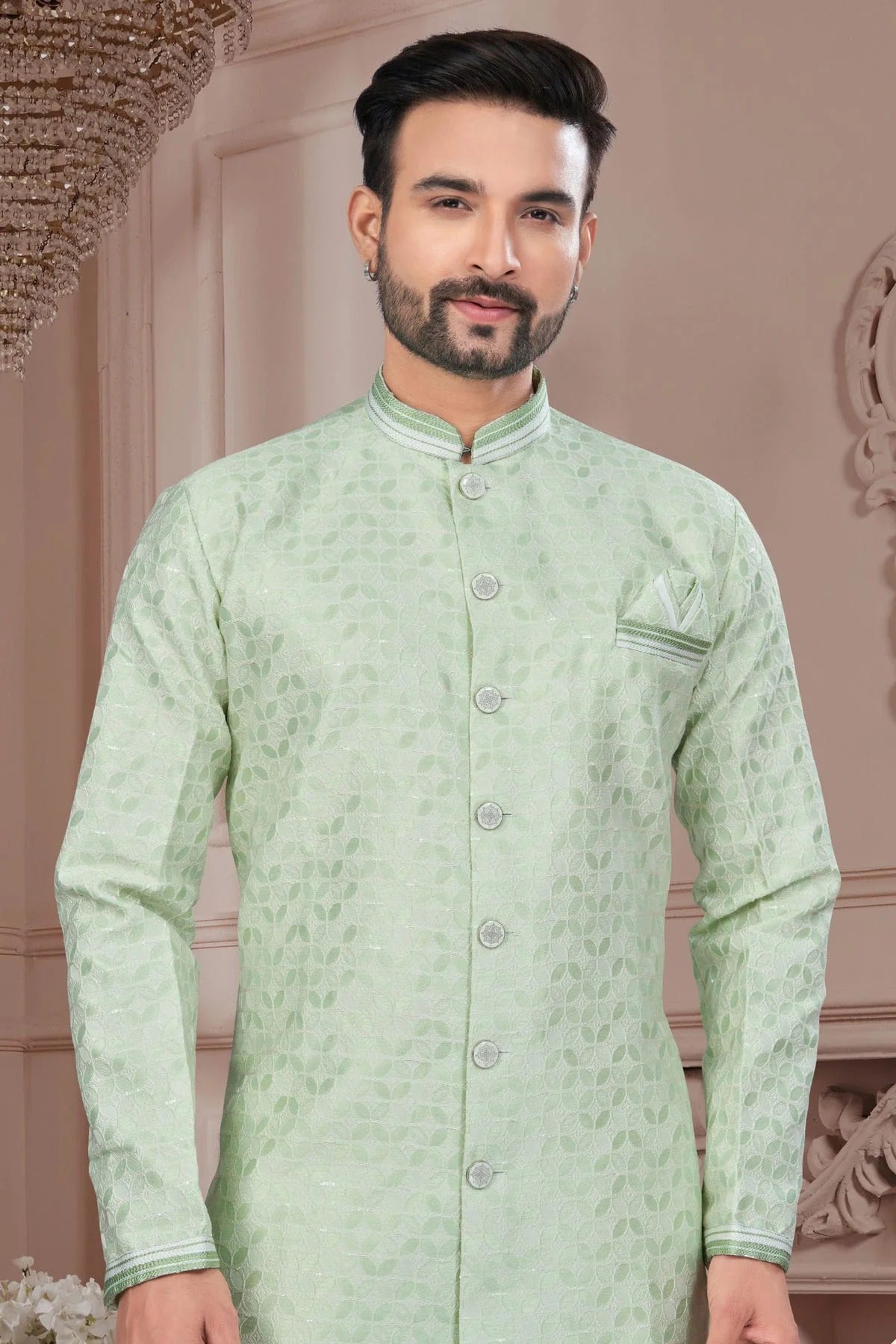 Sea Green Colour Silk Dupion Sherwani SH1040621 A