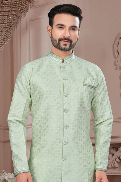 Sea Green Colour Silk Dupion Sherwani SH1040621 A