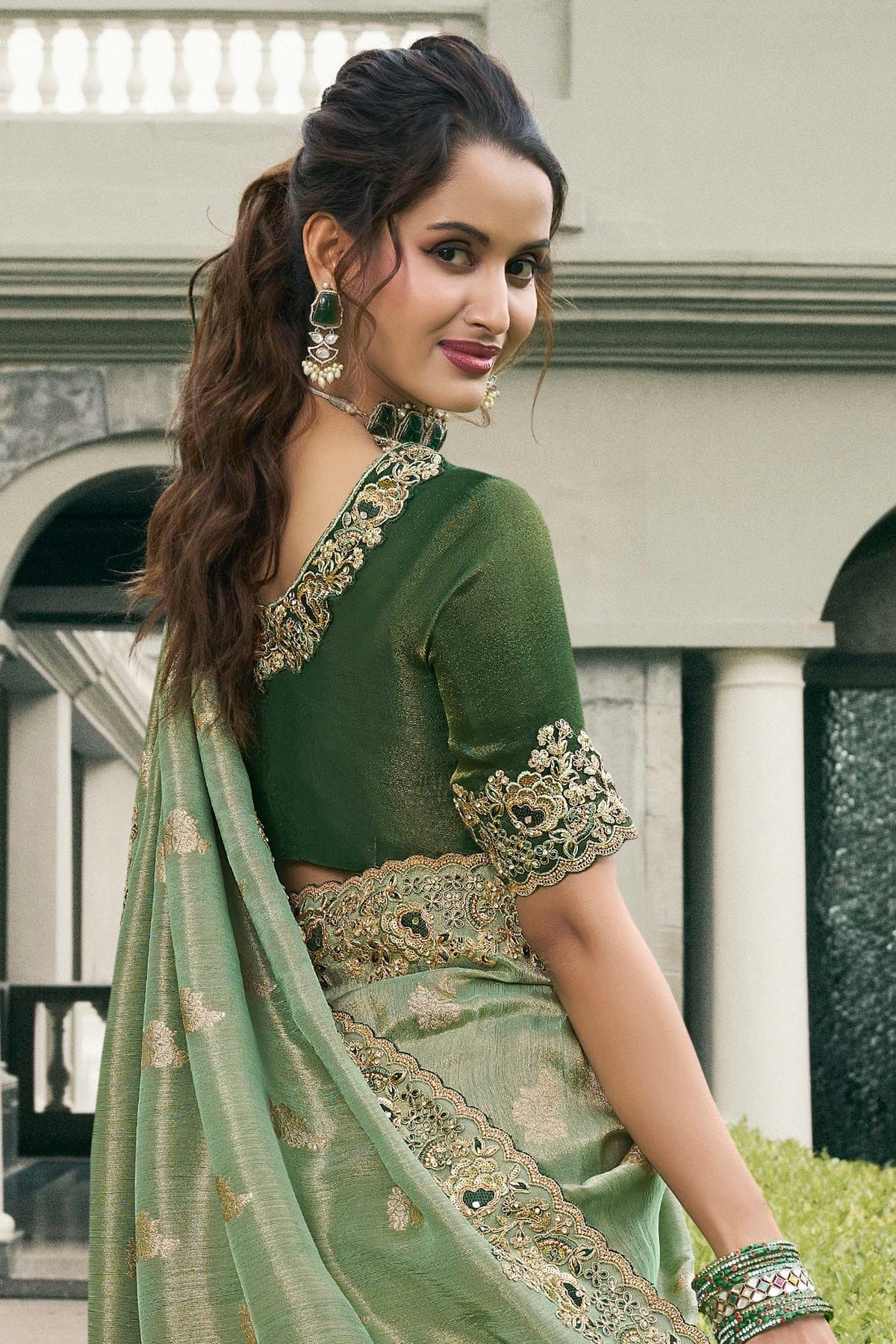 Sea Green Colour Tissue Silk Designer Saree SD1290230 A