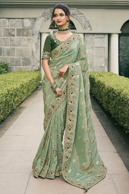 Sea Green Colour Tissue Silk Designer Saree SD1290230