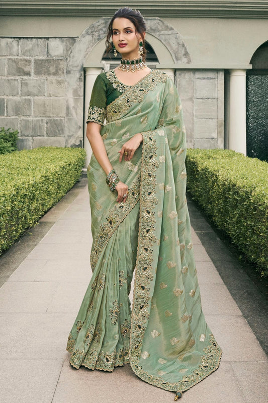 Sea Green Colour Tissue Silk Designer Saree SD1290230