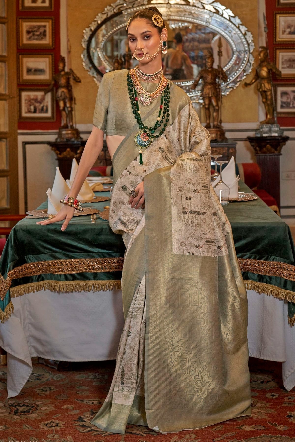 Sea Green Colour Tusser Silk Traditional Saree SD1290186