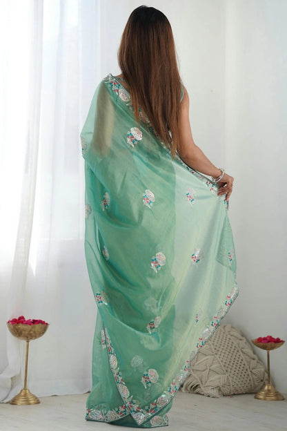 Sea Green Colour Twill Net Designer Saree SD1112113 A