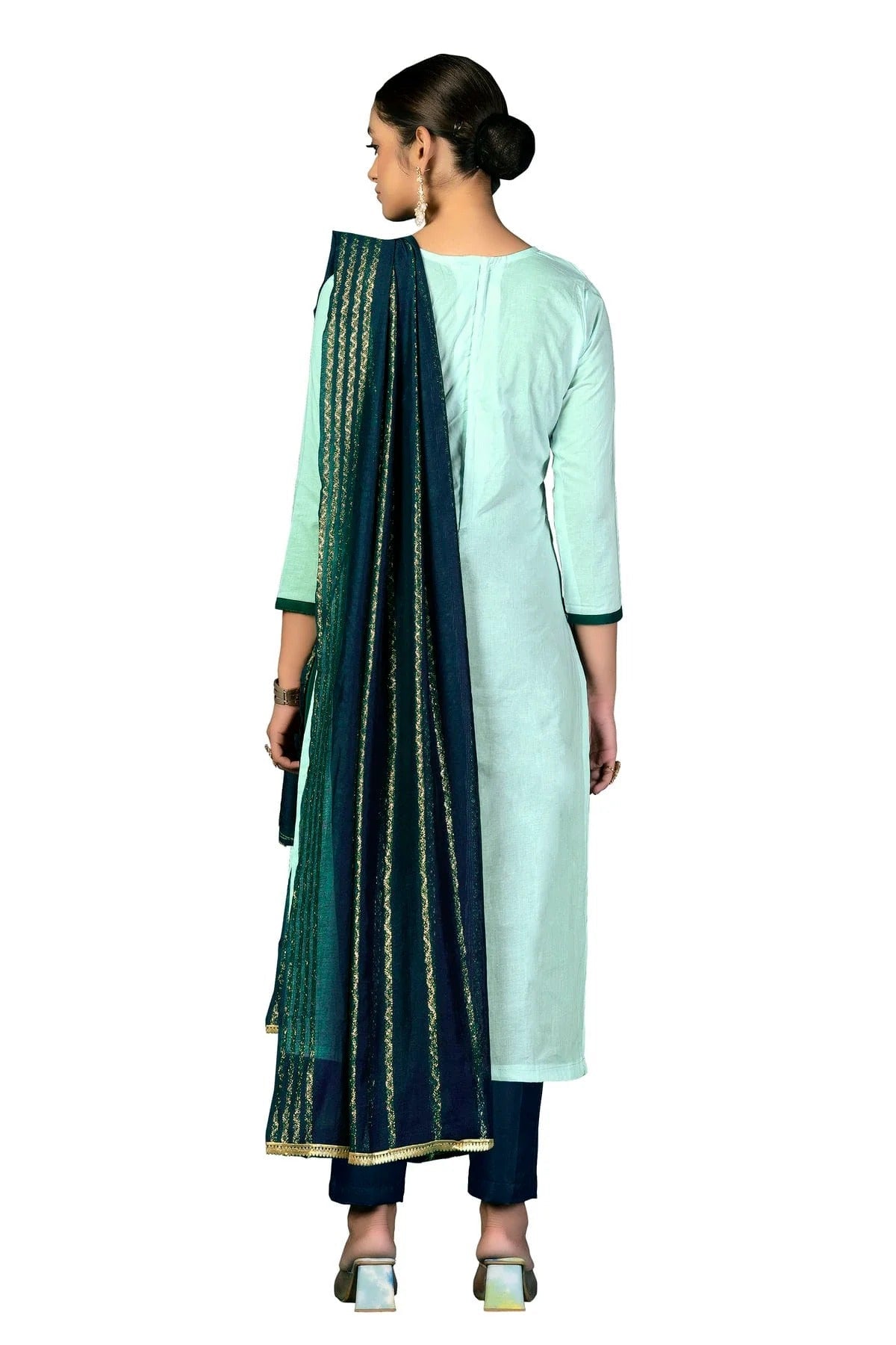 Sea Green Colour Unstitched Cambric Cotton Fabric Straight Suit US1161015 A