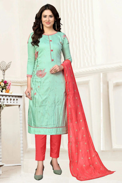 Sea Green Colour Unstitched Glass Cotton Straight Suit US1160873