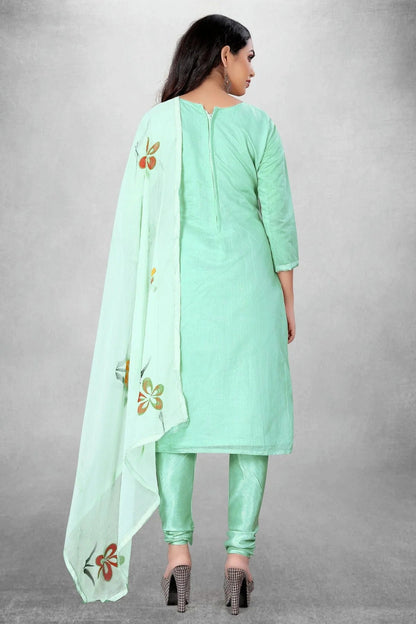 Sea Green Colour Unstitched Modal Cotton Churidar Suit US1160788 A