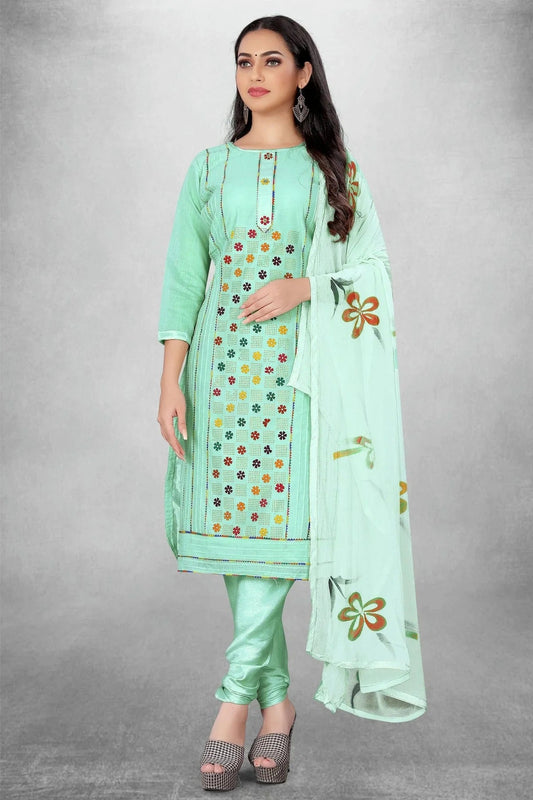 Sea Green Colour Unstitched Modal Cotton Churidar Suit US1160788
